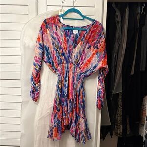 Misa Los Angeles Colorful Long Sleeve Dress